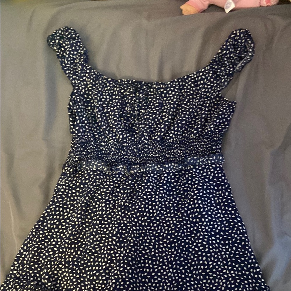Chic Navy and White Patterned Dress